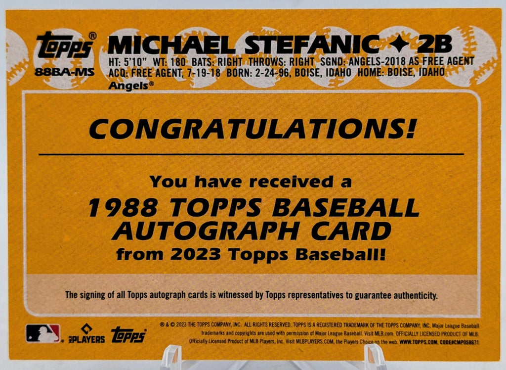 2023 Topps 35th Anniversary 1988 Auto Michael Stefanic Los Angeles Angels RC image 2