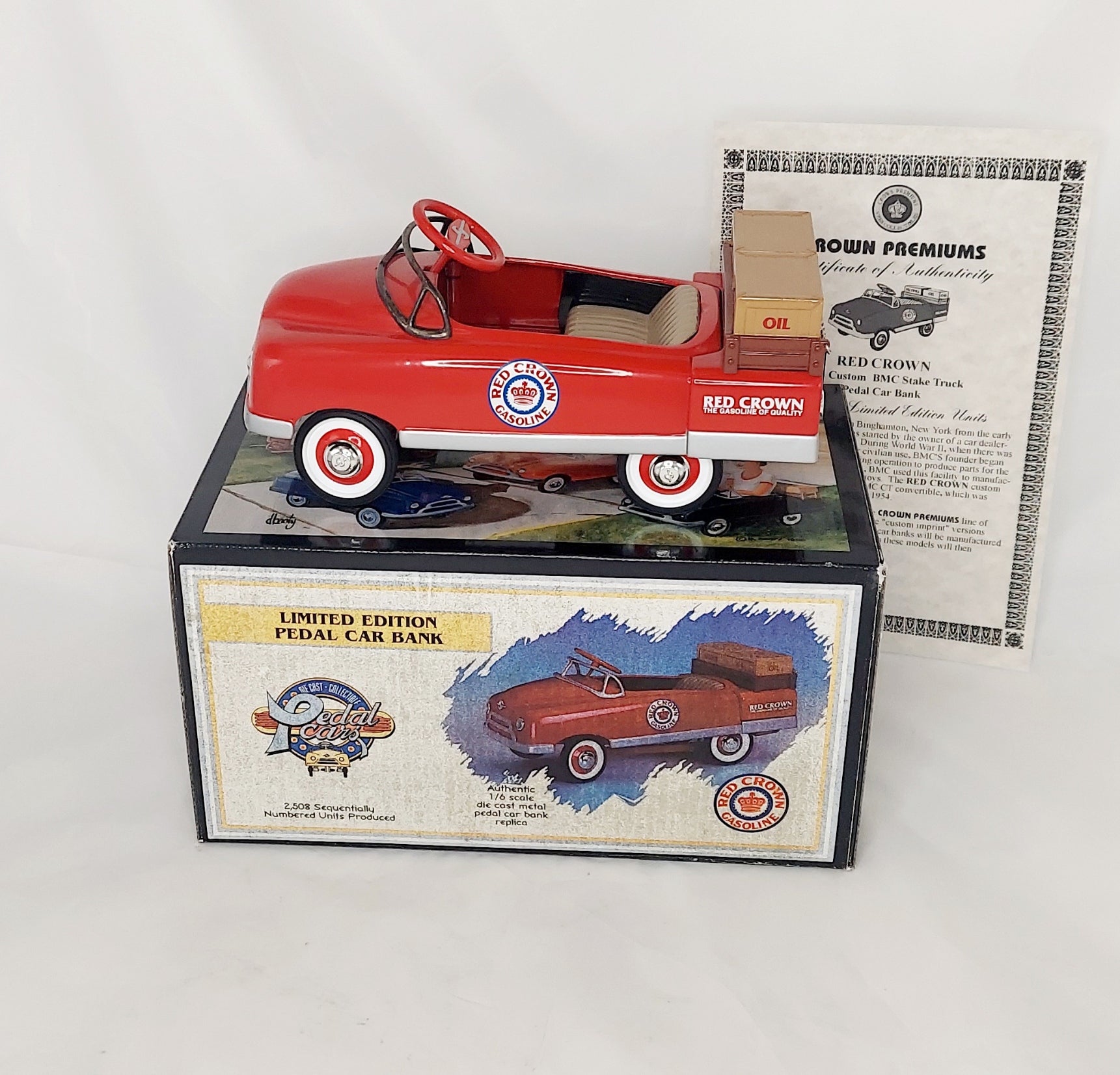 1996 Crown Premiums Red Crown Gas 1948 BMC 1:6 Pedal Stake Truck Diecast #SB04