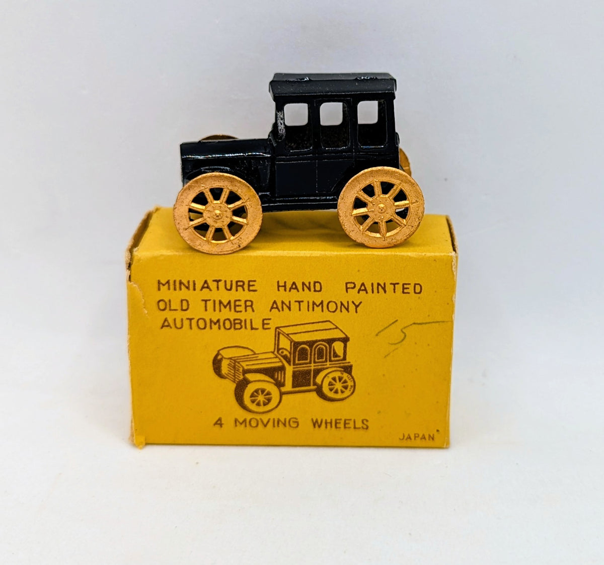 Vintage Miniature Hand Painted Old Timer Antimony Automobile Japan image 2
