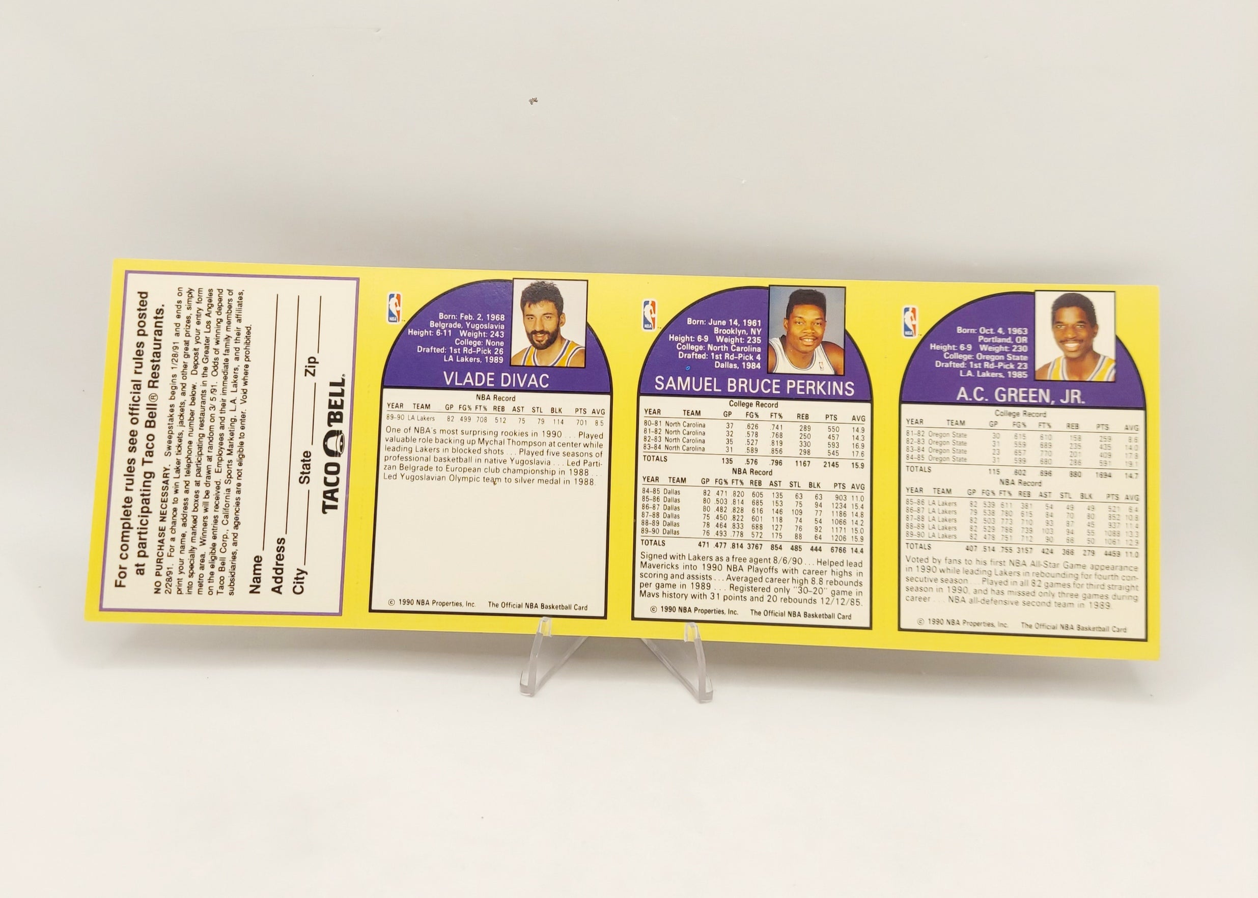 1990-91 NBA Hoops L.A. Lakers Taco Bell Basketball Card Sheet image 4