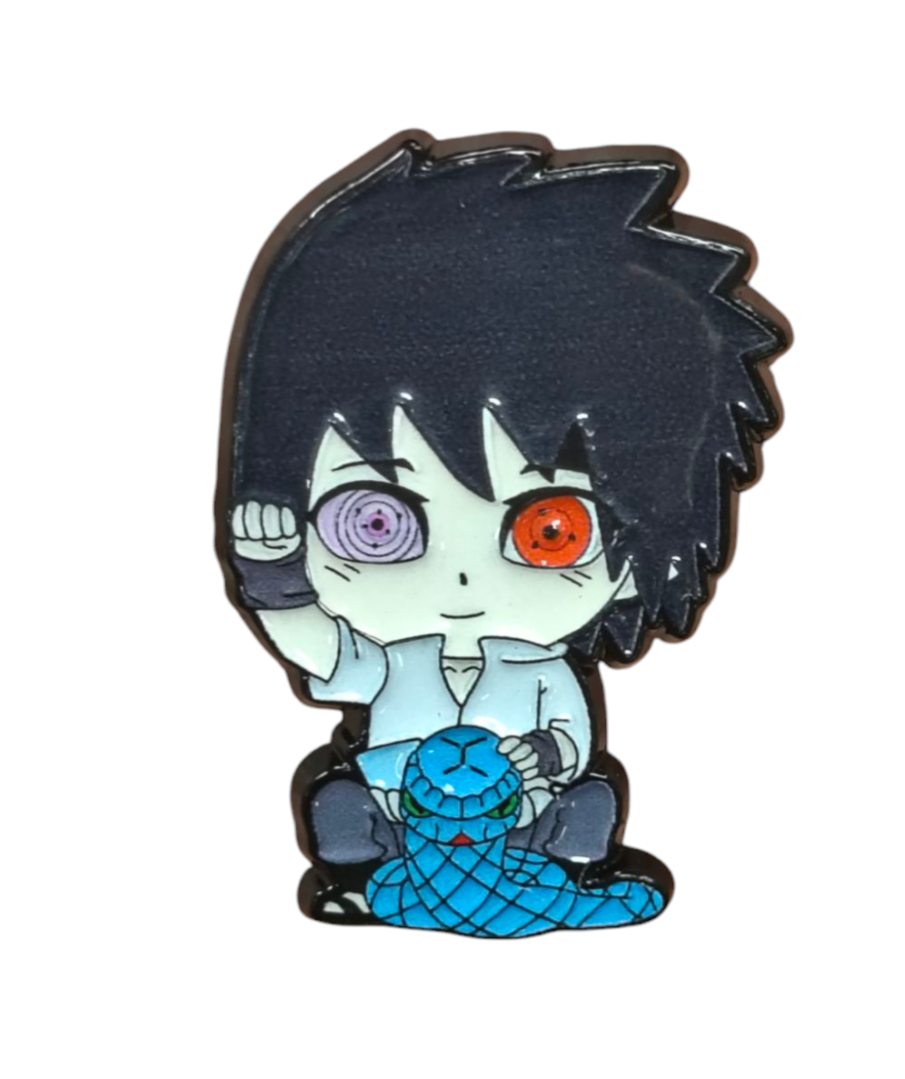 Naruto Shippuden Rinnegan Sharingan Chibi Sasuke Uchiha Riding Snake Enamel Pin