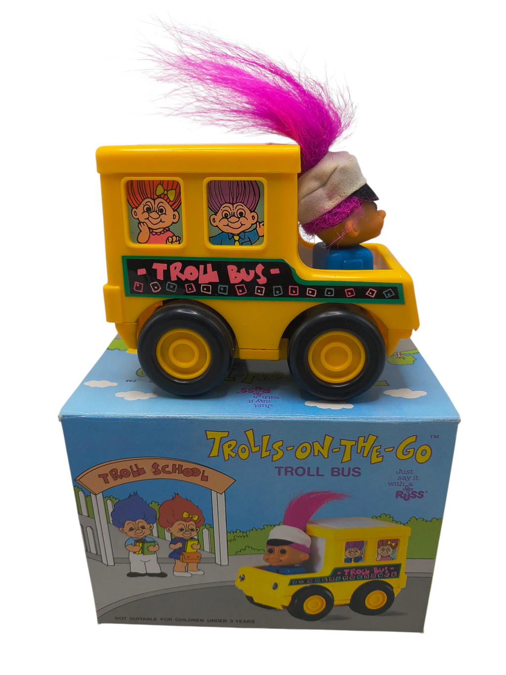 Vintage Russ Berrie Trolls On The Go Friction Powered Troll Bus image 2
