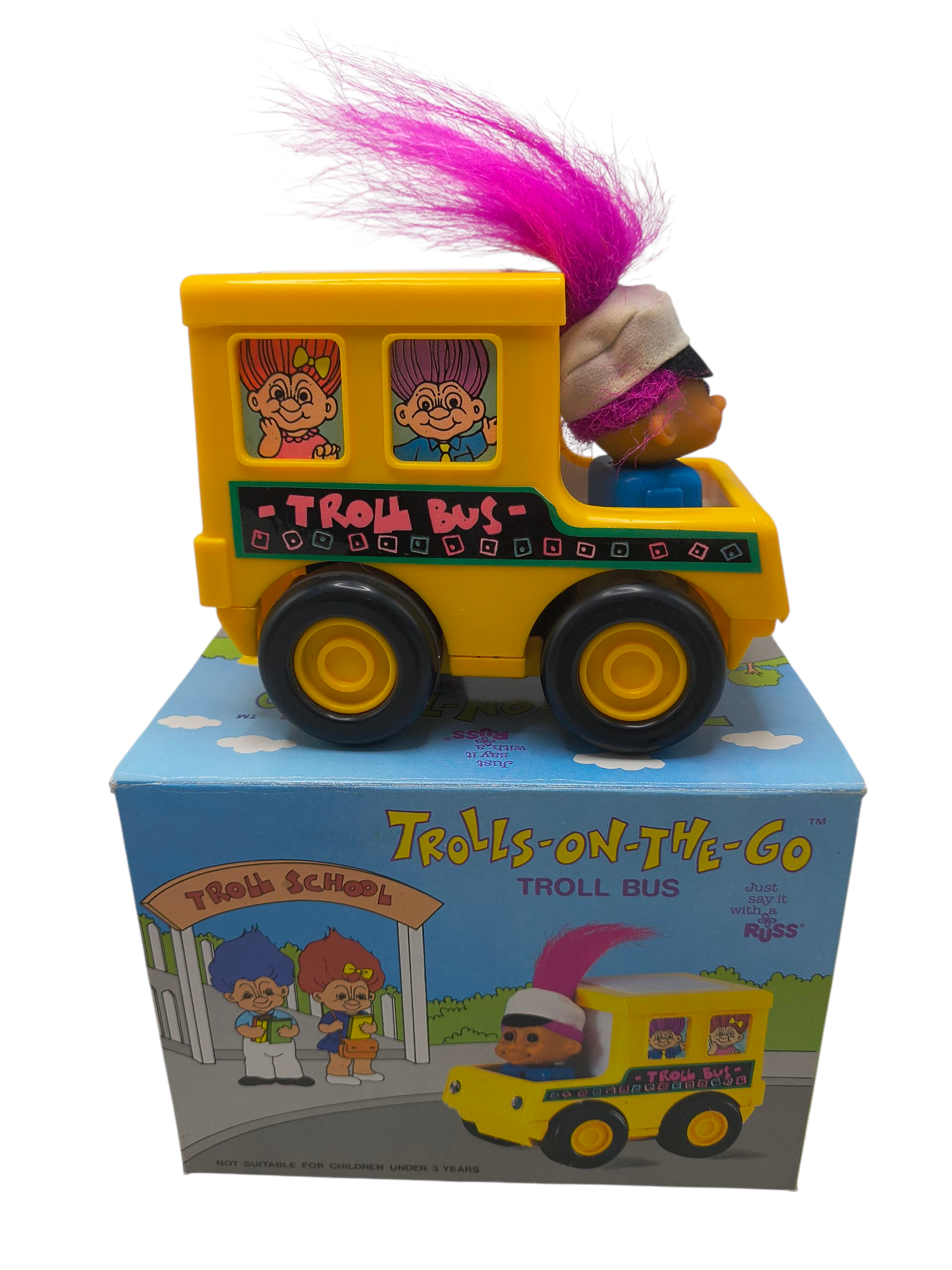 Vintage Russ Berrie Trolls On The Go Friction Powered Troll Bus image 2