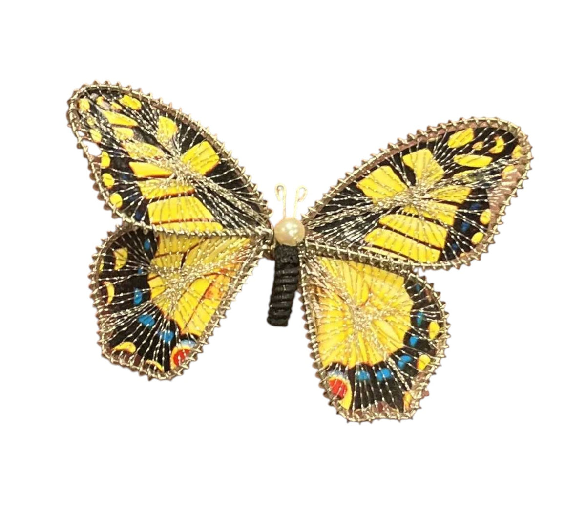 Vintage Bavarian West Germany Spun Wire Paper Butterfly Brooch Pin