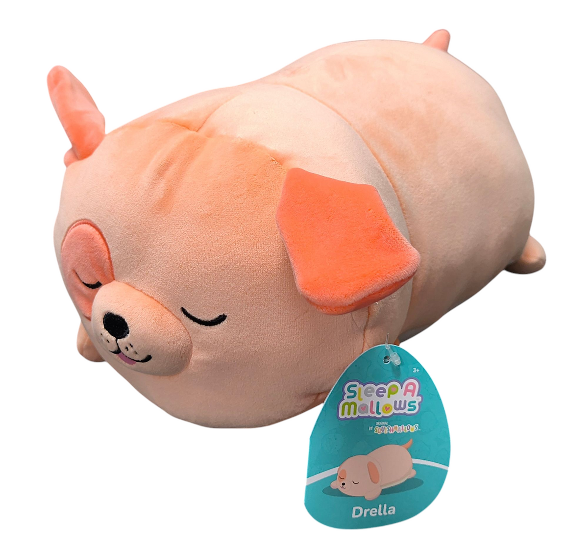 2024 Squishmallow Sleep A Mallow Drella The Dog Orange 12" Sleeping Plush