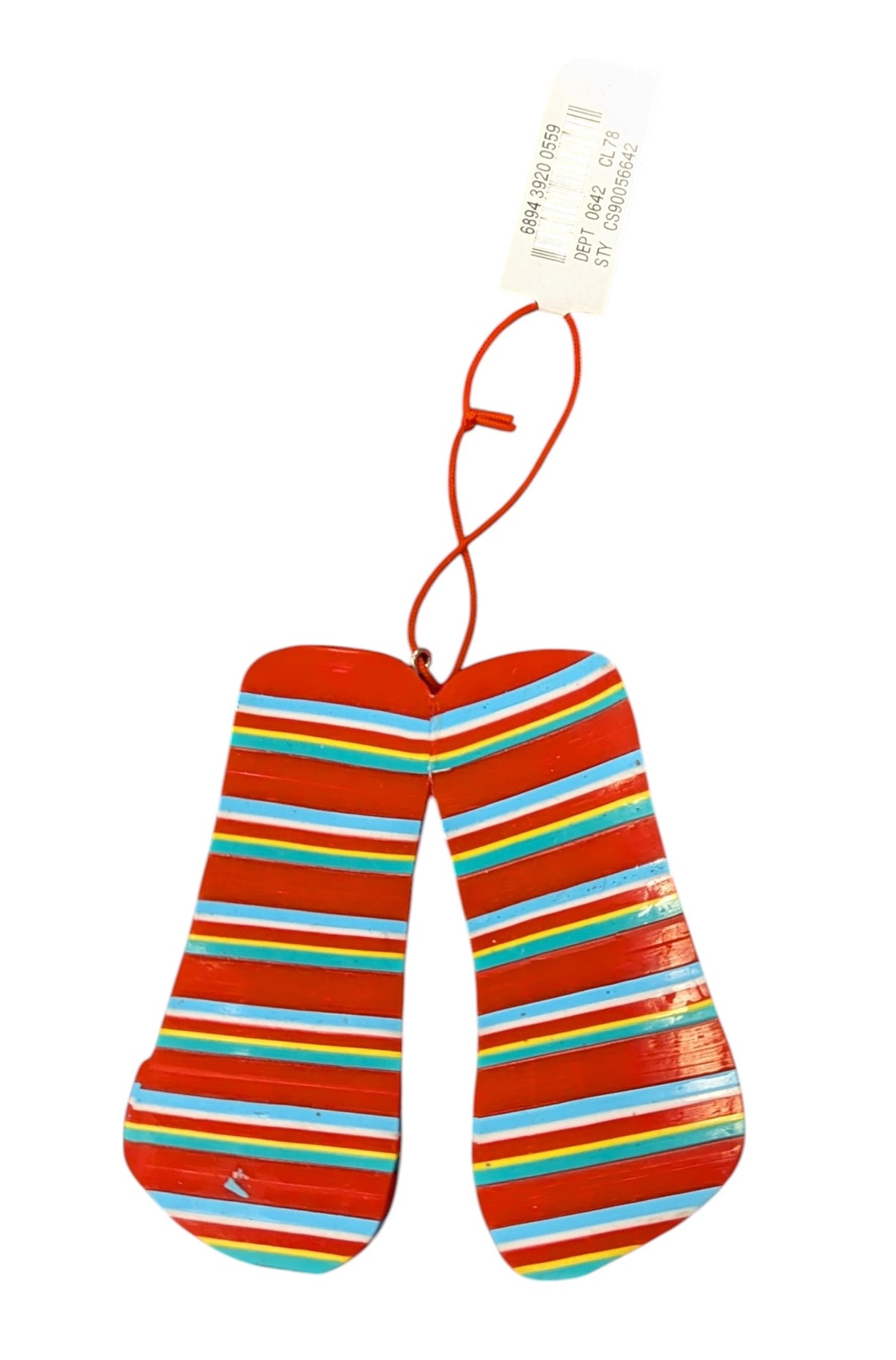 Red Striped Flip Flops Christmas Ornament image 2