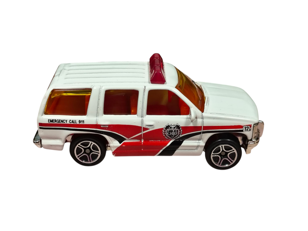 1999 Matchbox Fire Rescue #78 Chevy Tahoe White/Red Chief Emergency SUV 1:67 image 2