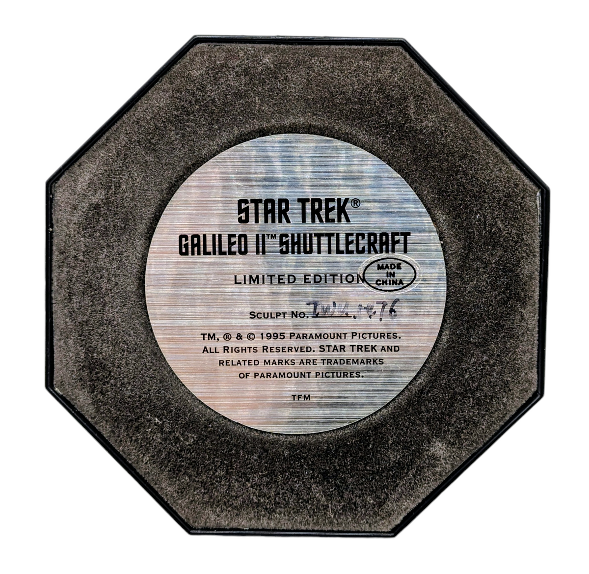 1995 Franklin Mint Star Trek Galileo II Shuttlecraft Glass Dome Diorama Sculpt image 6