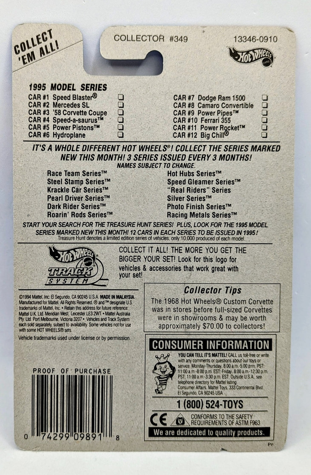 1995 Hot Wheels Model Series #349 Power Pipes Car #9 Of 12 image 2