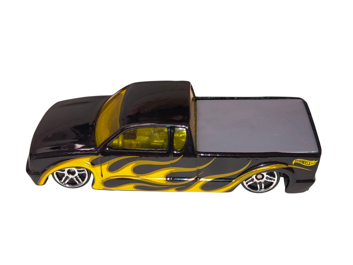 2002 Hot Wheels Steel Flame Truck Black & Yellow Flames Diecast 1:64