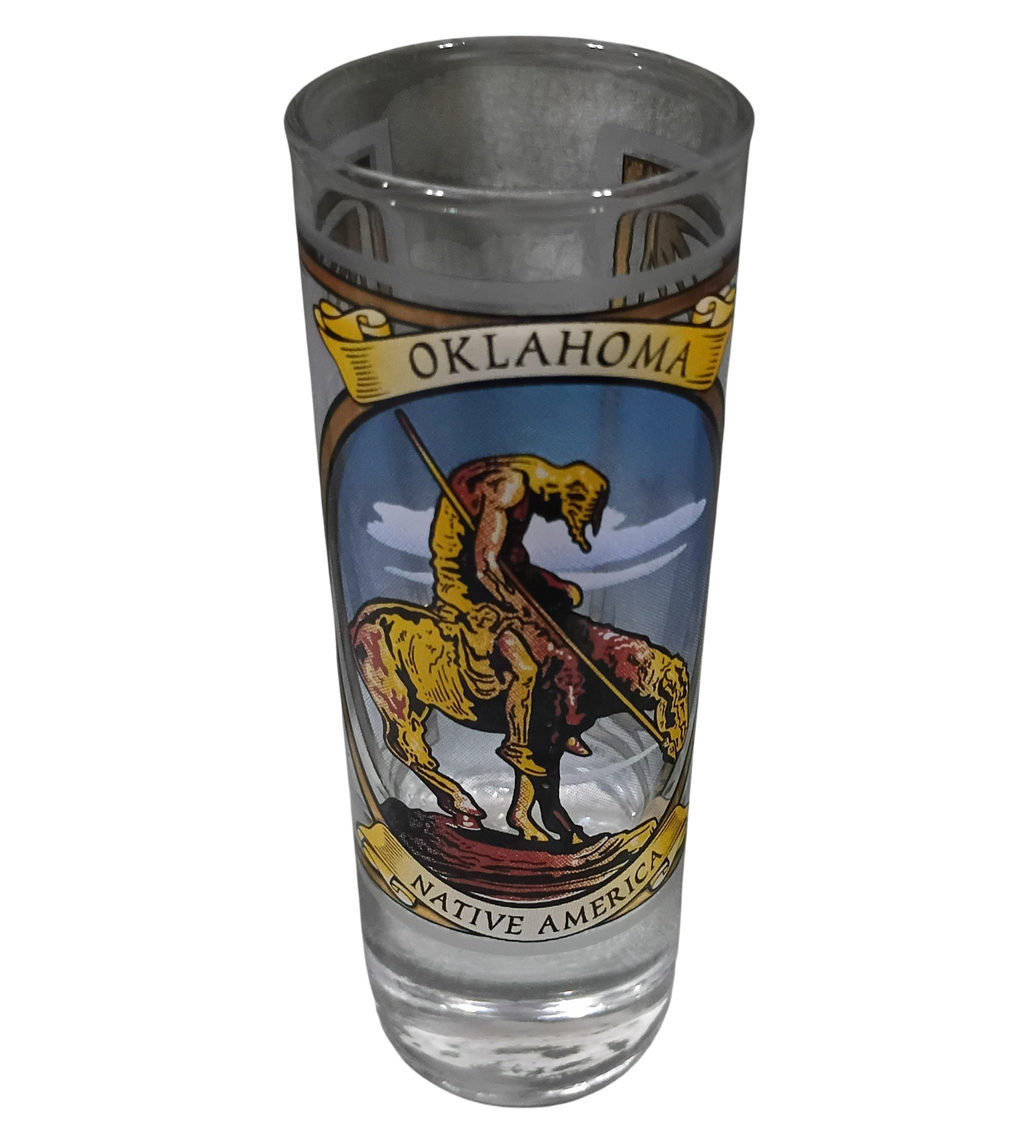 Vintage Real Time Oklahoma Native America Tall Shot Glass