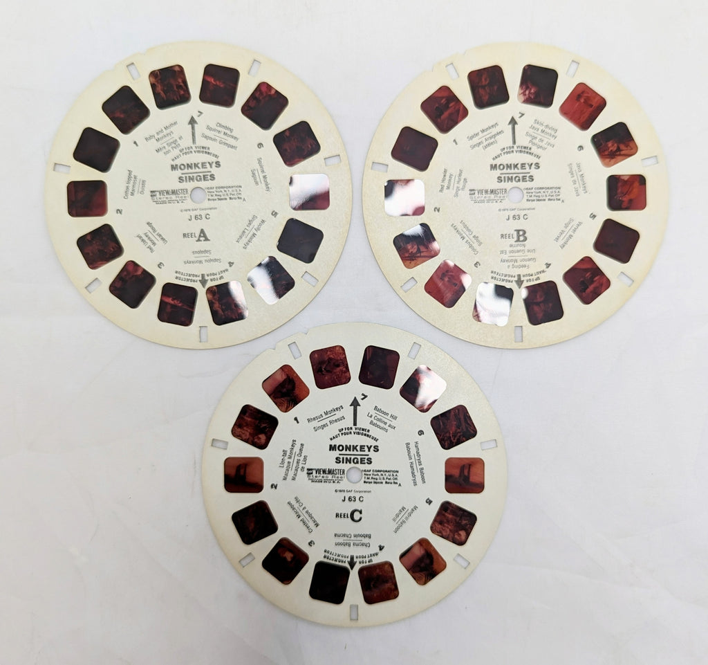 1978 GAF View-Master Monkeys 21 Stereo Pictures 3 Reel Pack image 4