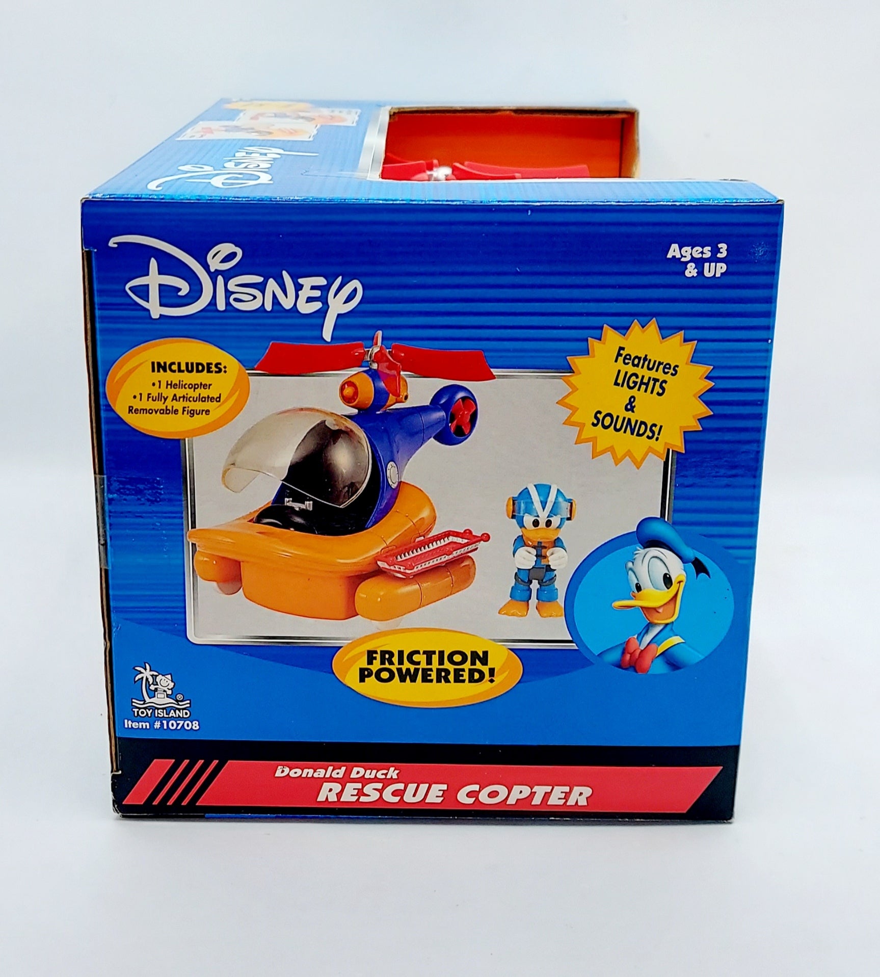 Toy Island Disney Donald Duck Rescue Copter Friction Powered Light Sounds image 5