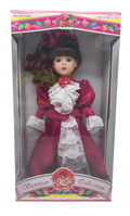 1997 Brass Key Melissa Jane Victorian Rose Red Satin Dress & Lace Trim 16" Doll