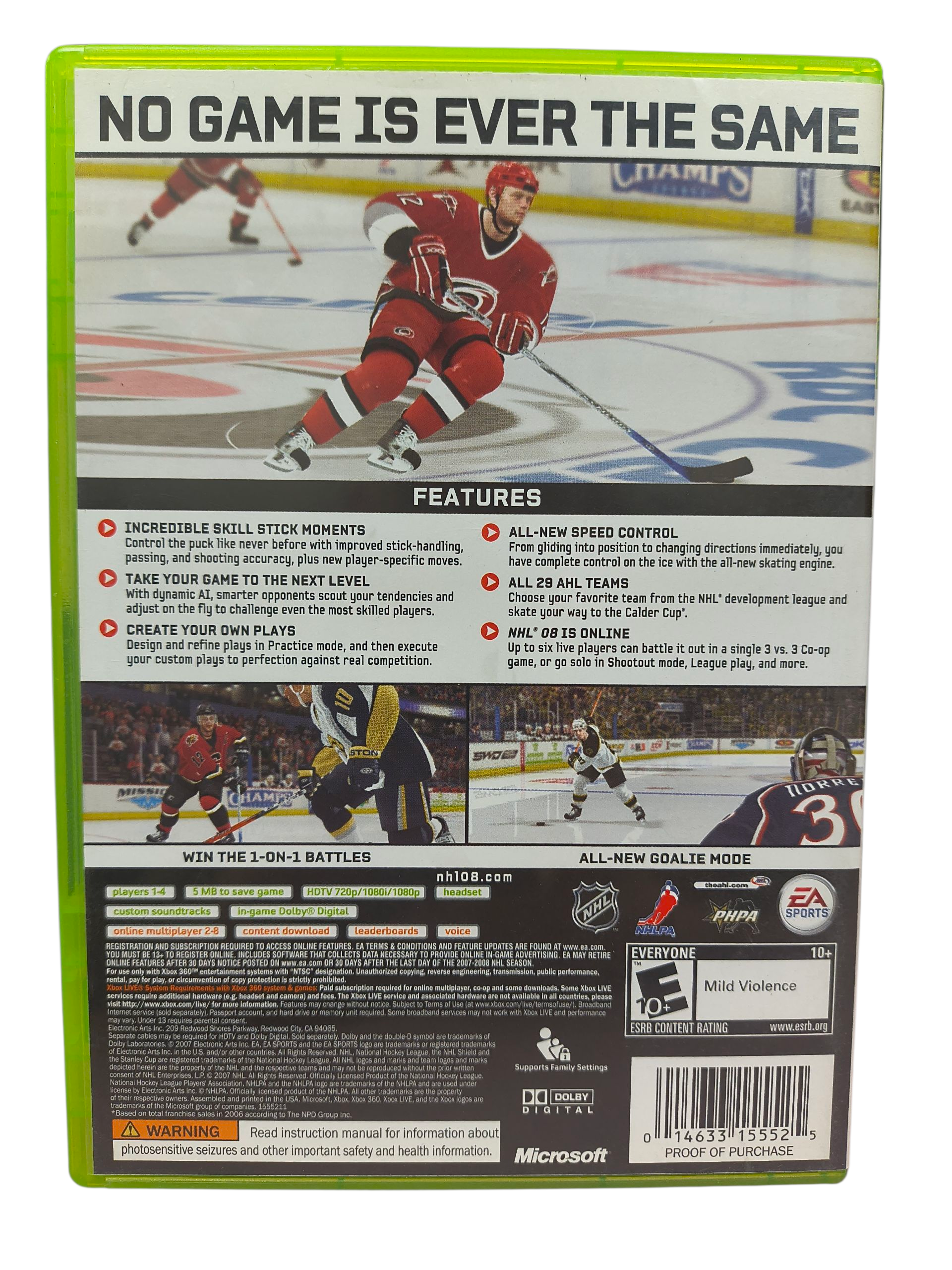 2007 EA Sports Microsoft Xbox 360 NHL 08 Complete CIB image 2