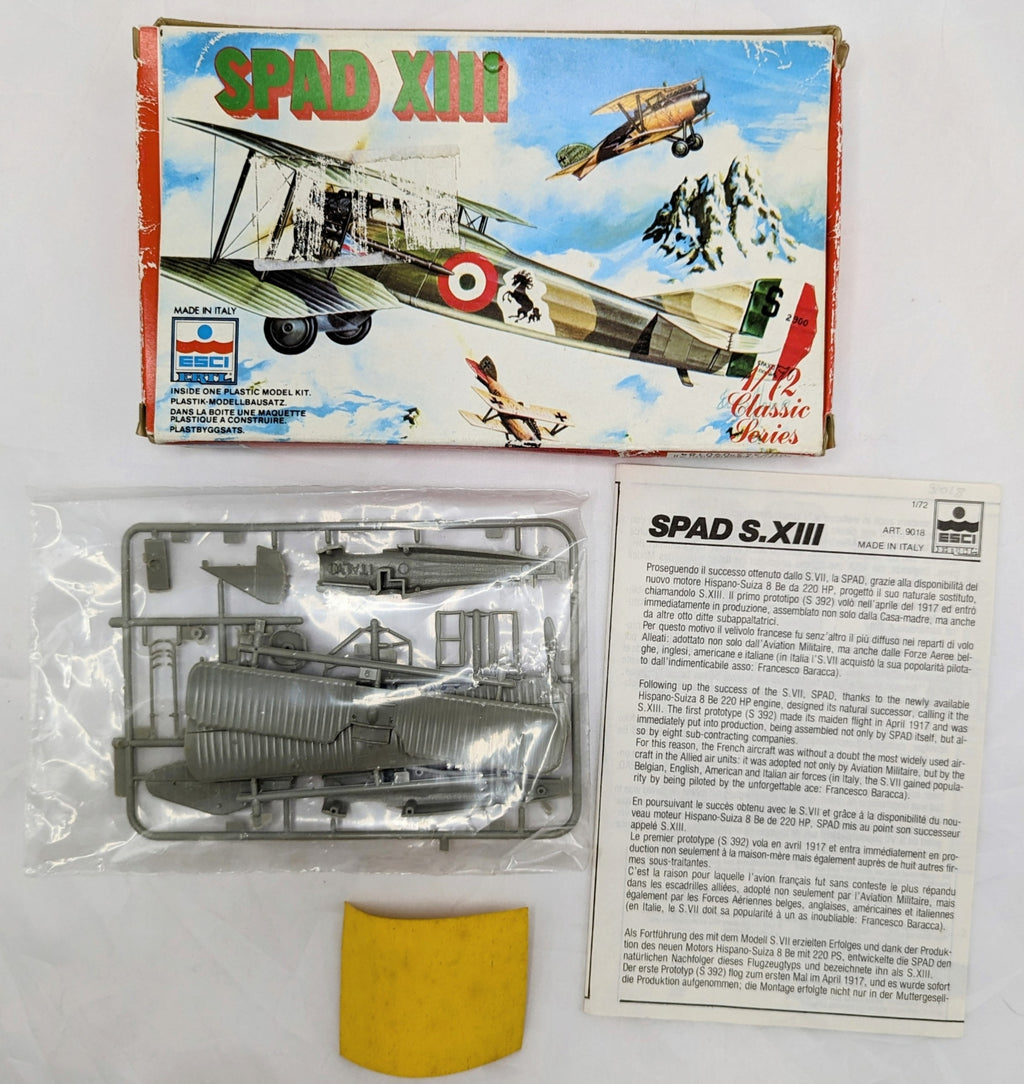 ESCI ERTL Spad XIII Model Plane Kit Made In Italy #9018 1/72 Scale image 2