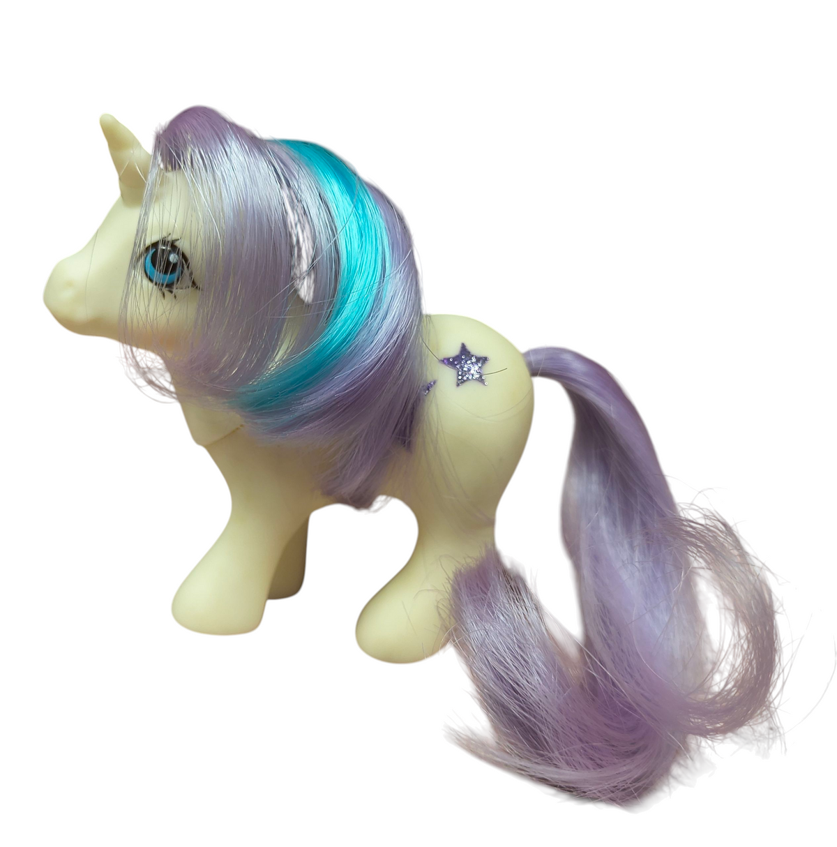 1984 Hasbro My Little Pony MLP G1 Baby Glory Purple & Blue, Glitter Star