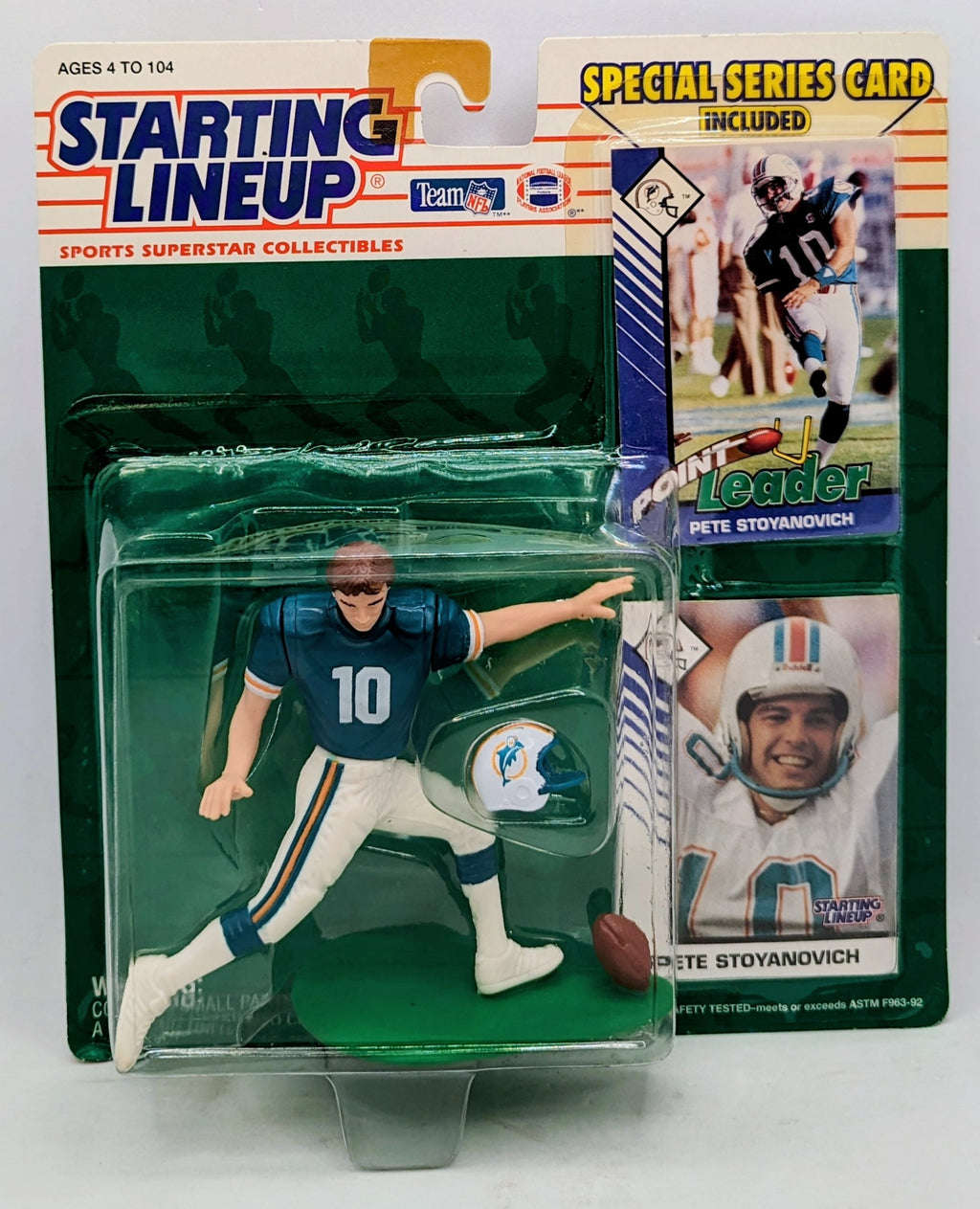 1993 Kenner Starting Lineup Pete Stoyanovich Miami Dolphins Rookie NFL Figure