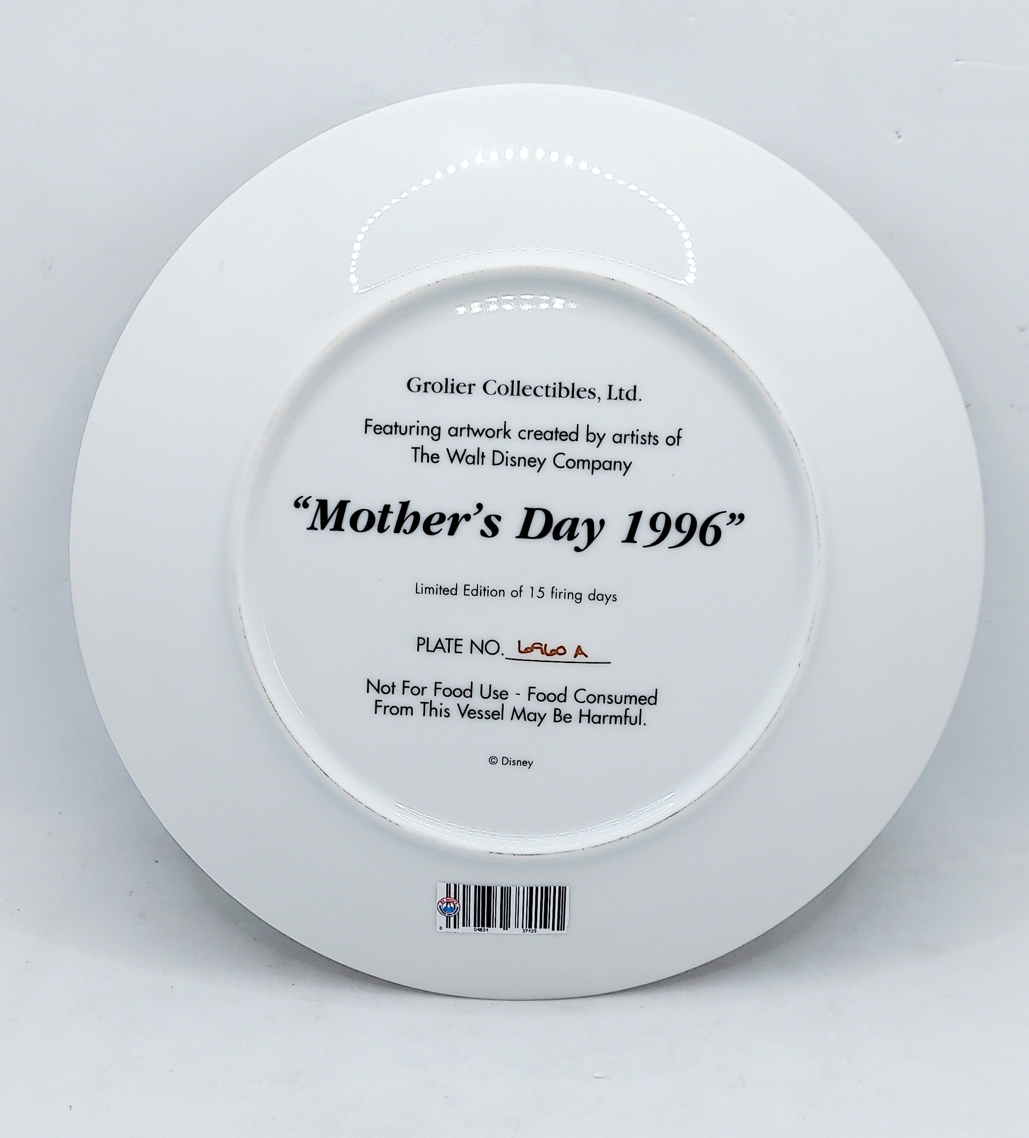 1996 Grolier Collectibles Disney Mickey Mouse Mother's Day 1996 Plate image 2
