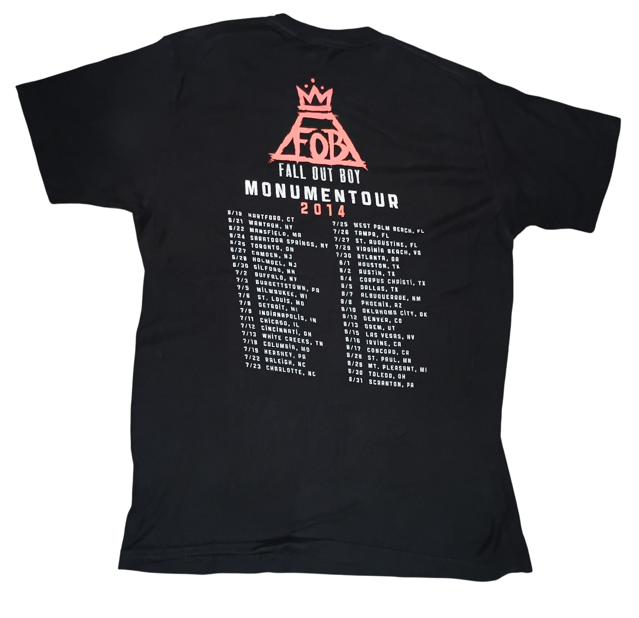 2014 FOB Fall Out Boy Monumentour Band Concert Tour T-Shirt Black Medium image 2