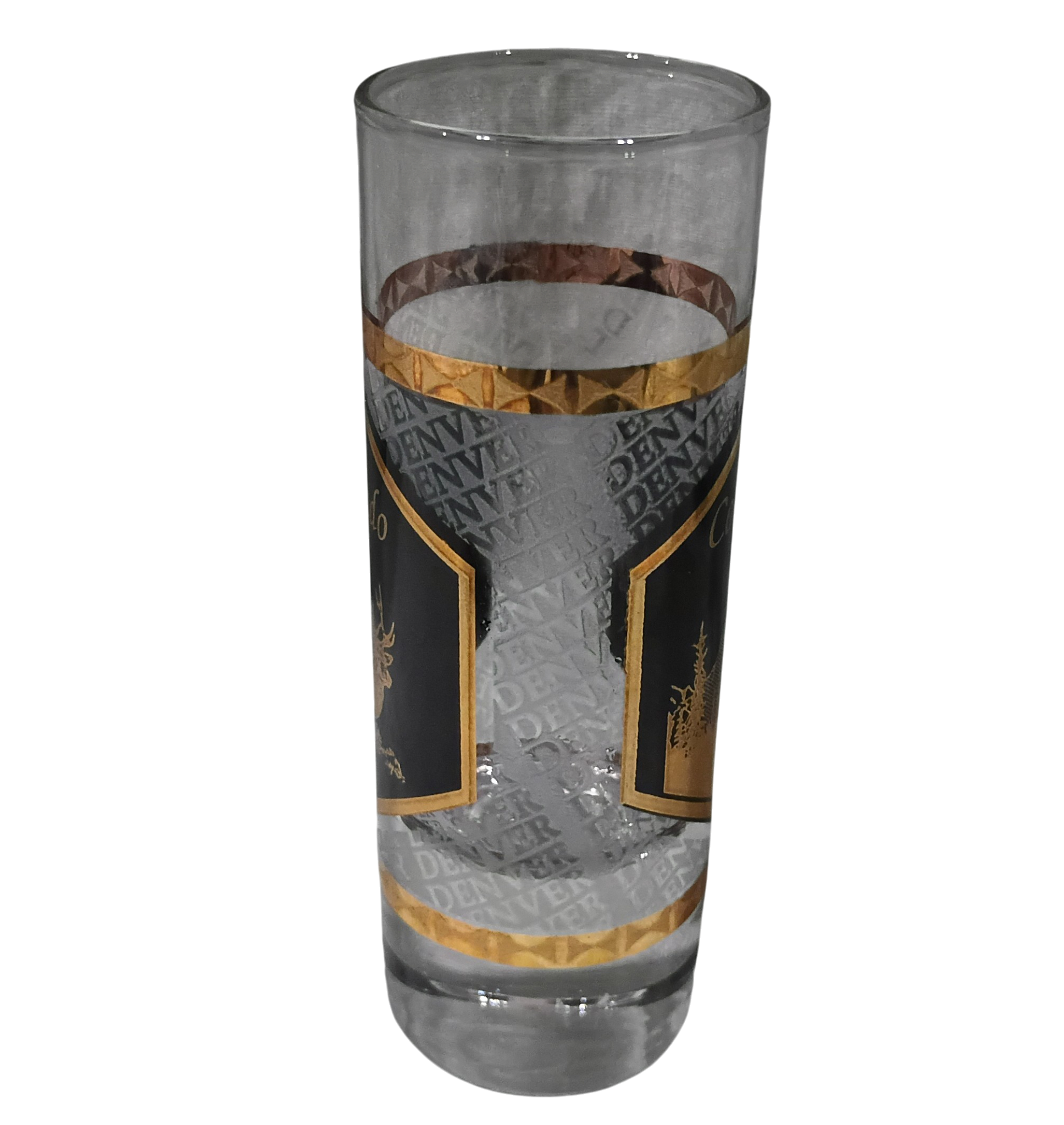 Vintage Culver 22K Gold Overlay Denver Colorado Tall Shot Glass USA Made image 4