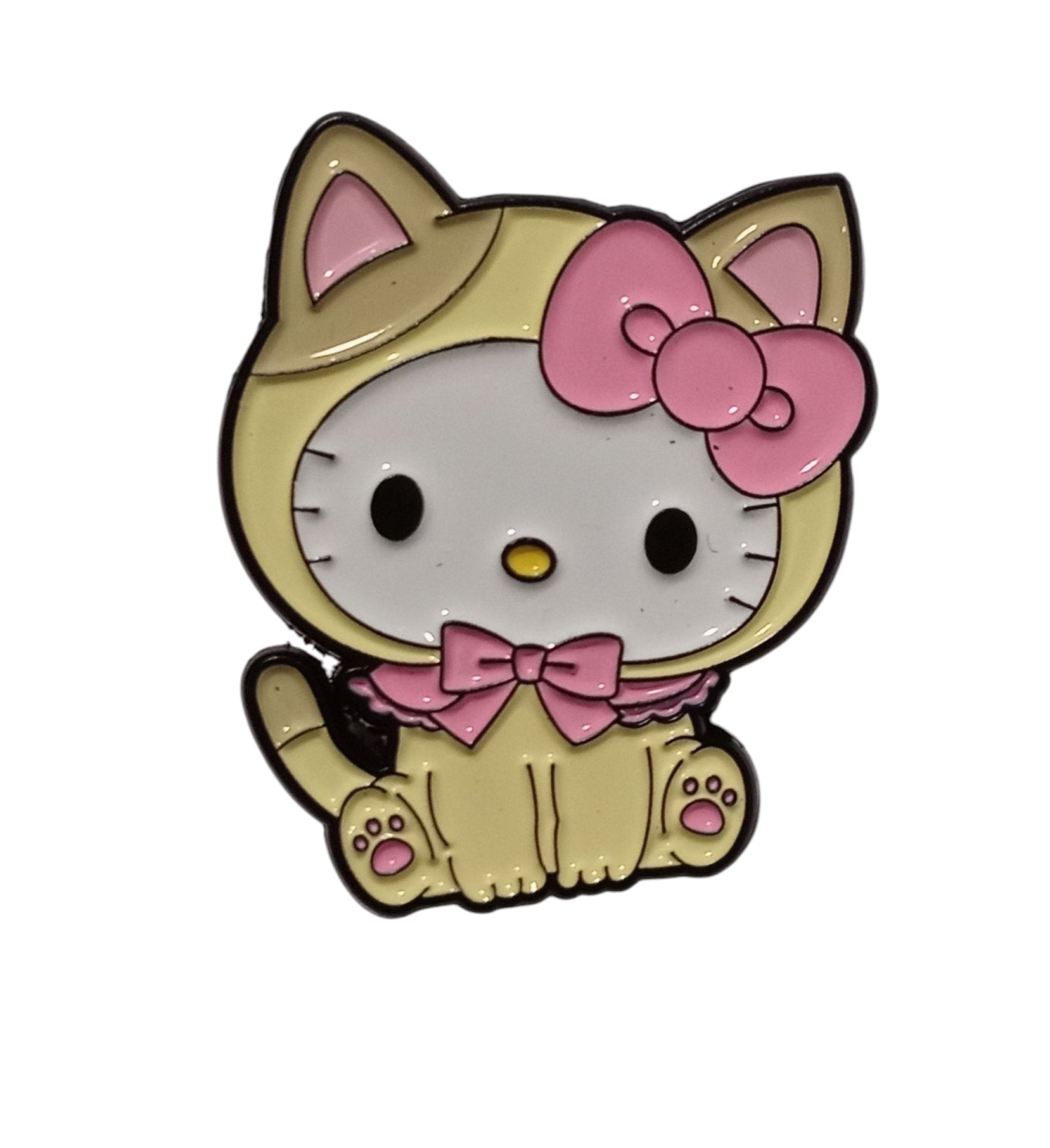 Sanrio Hello Kitty Dressed As Cute Yellow Kitten with Bow Enamel Pin