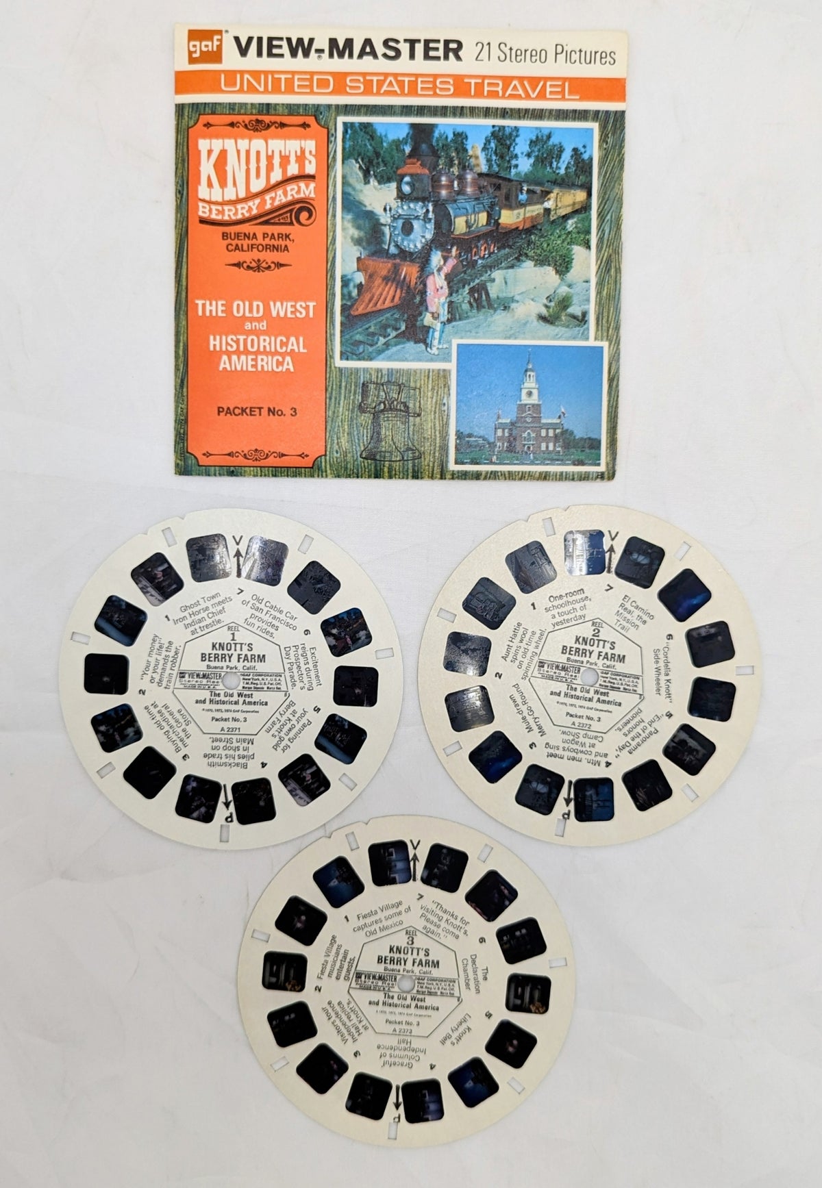 1974 GAF View-Master Knott's Berry Farm The Old West & Historical America 3 Reel image 4