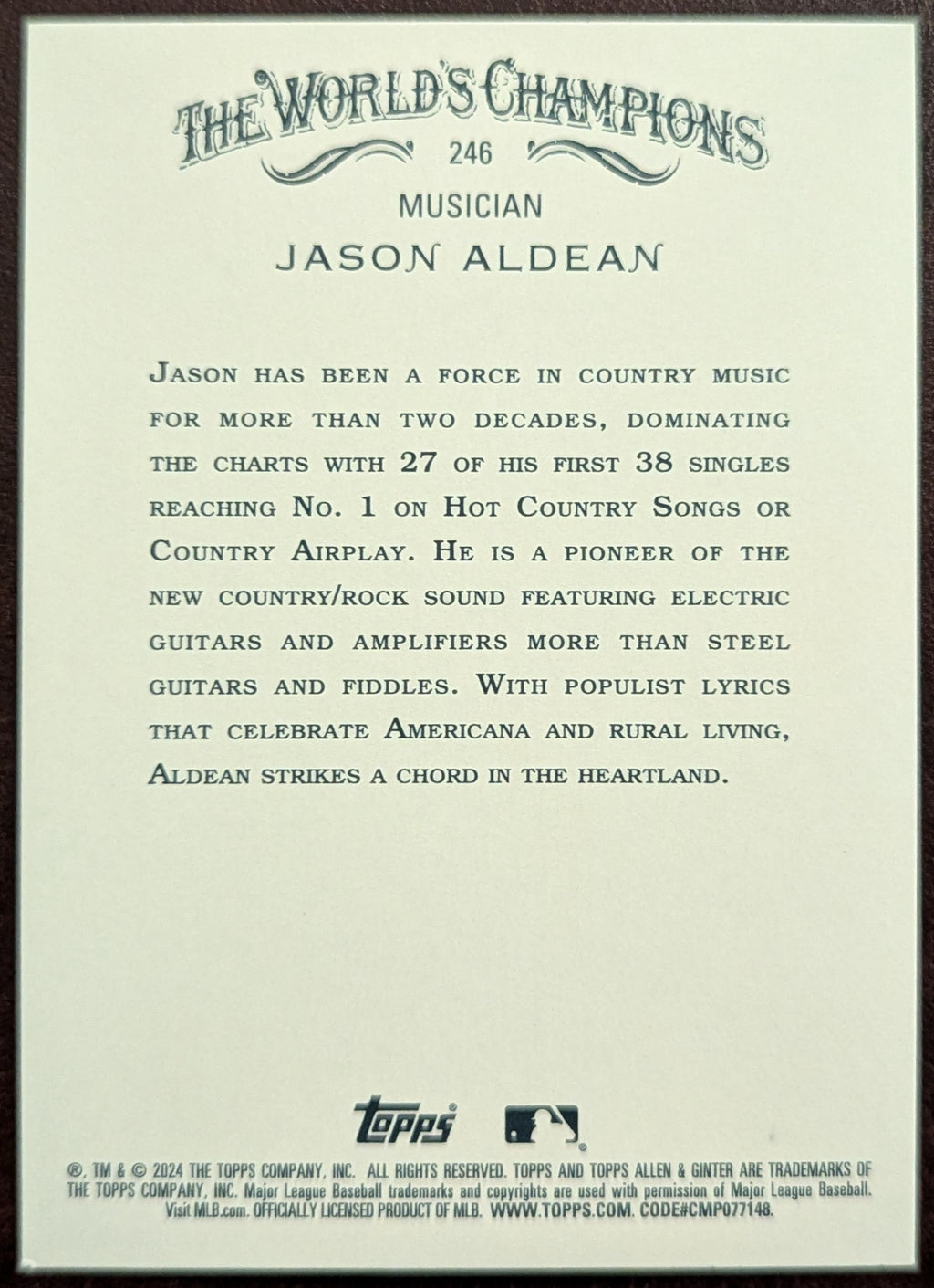 2024 Topps Allen & Ginter Jason Aldean Hot Box Foil Country image 2