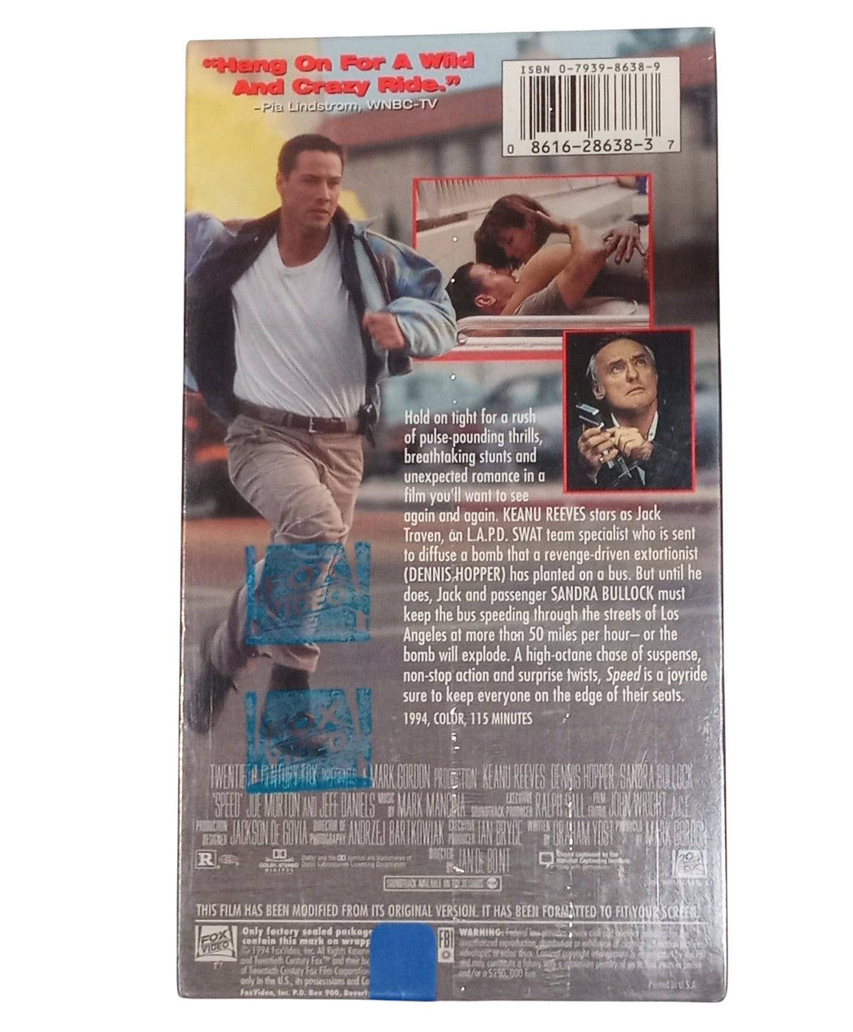 1996 Fox Video Speed VHS Watermarks Sealed Keanu Reeves Sandra Bullock image 2