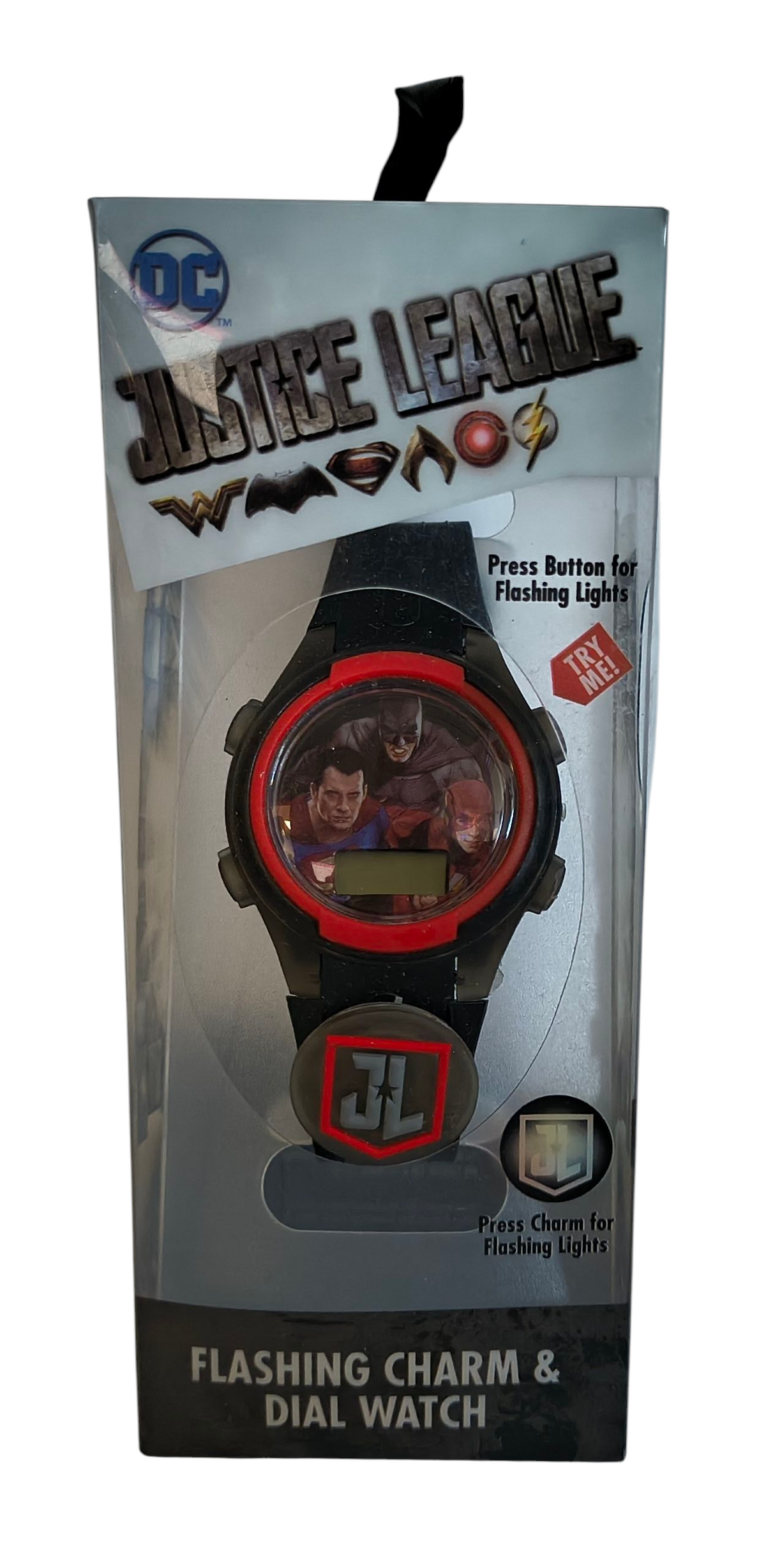 Accutime DC Comics Justice League LCD Flashing Charm & Dial Childrens Watch