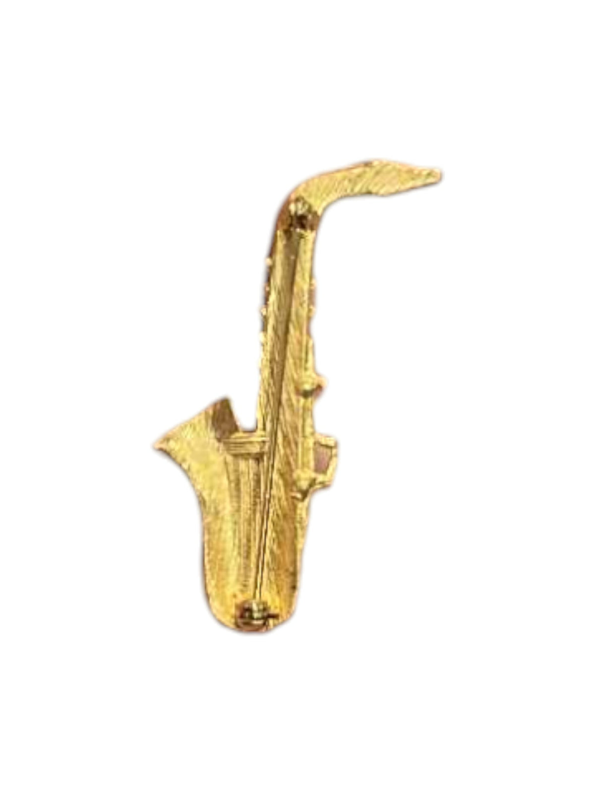 Vintage Gold Tone Saxophone Instrument Brooch Pin image 2