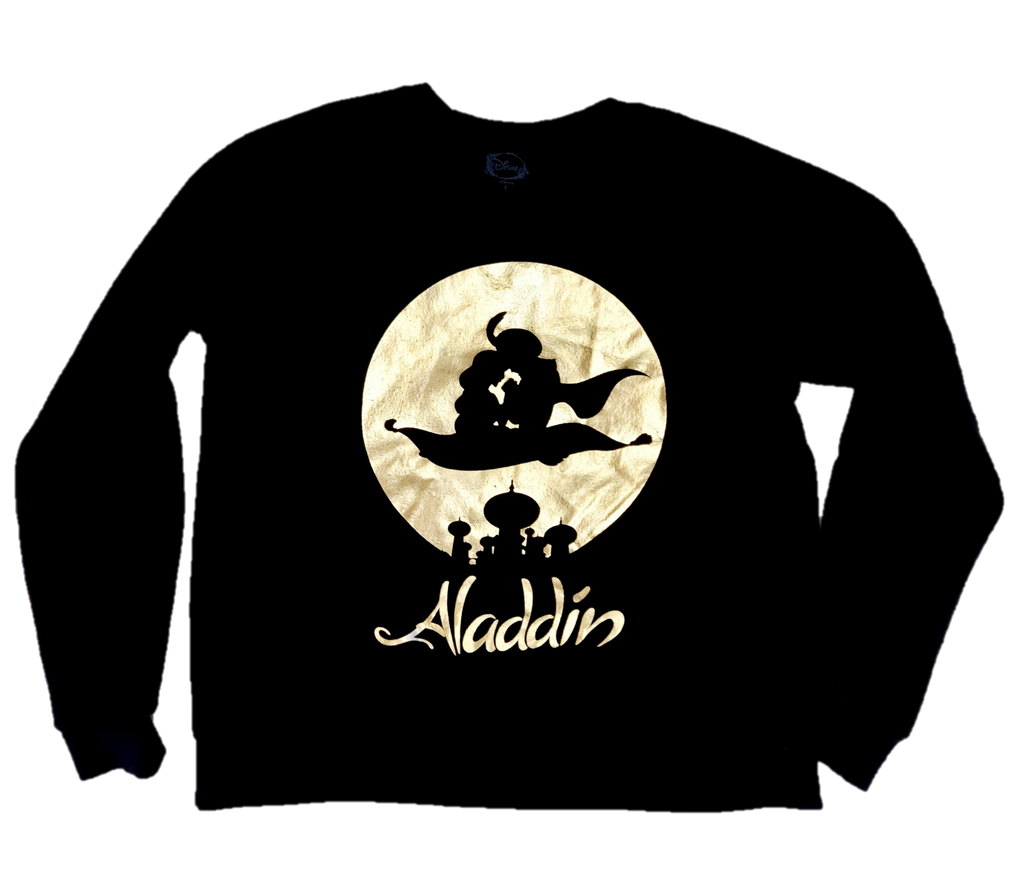 Vintage Disney Aladdin Black Gold Foil Sweatshirt Large