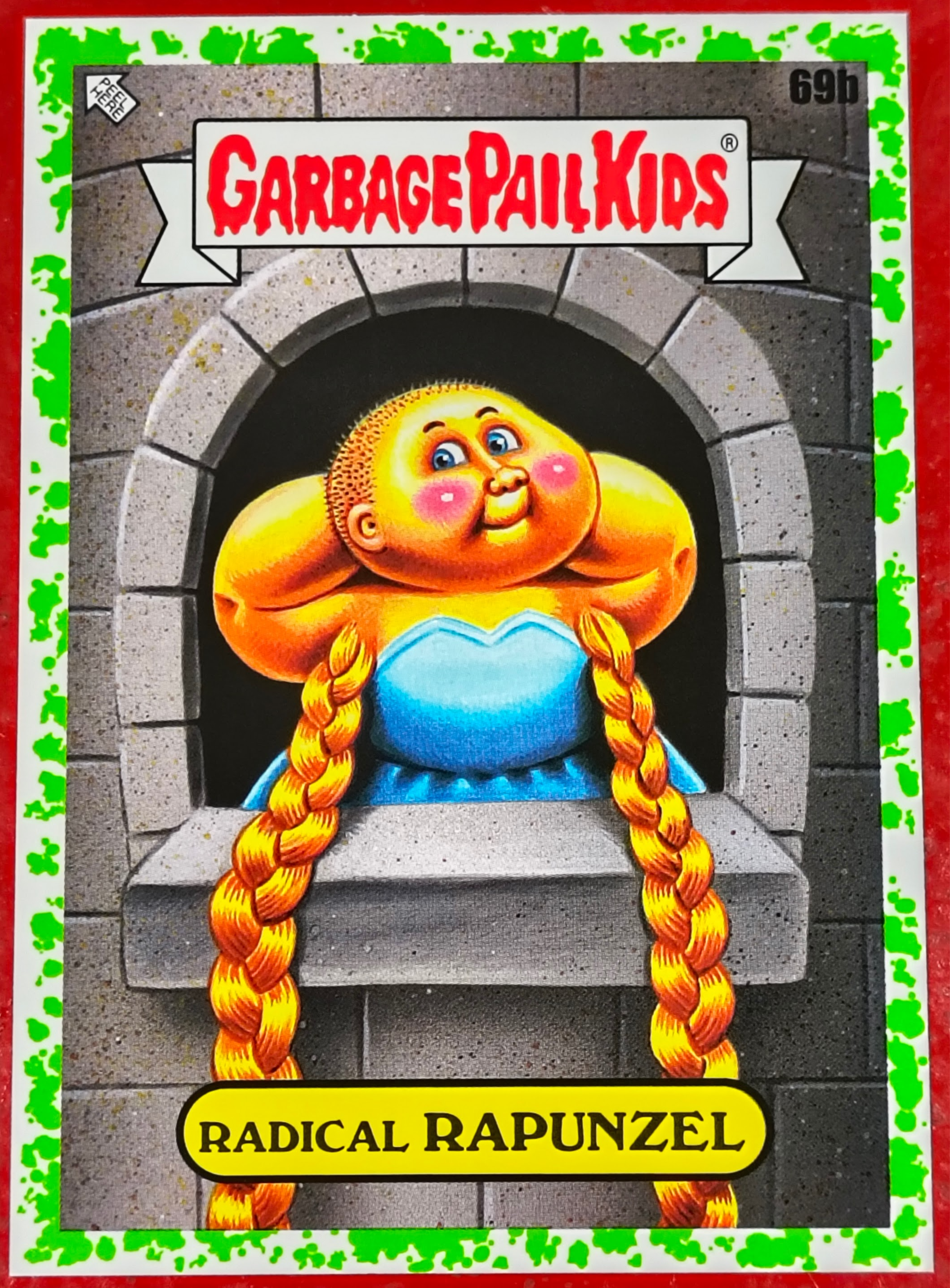 2022 Topps Garbage Pail Kids Book Worms #69b Radical Rapunzel Green Parallel