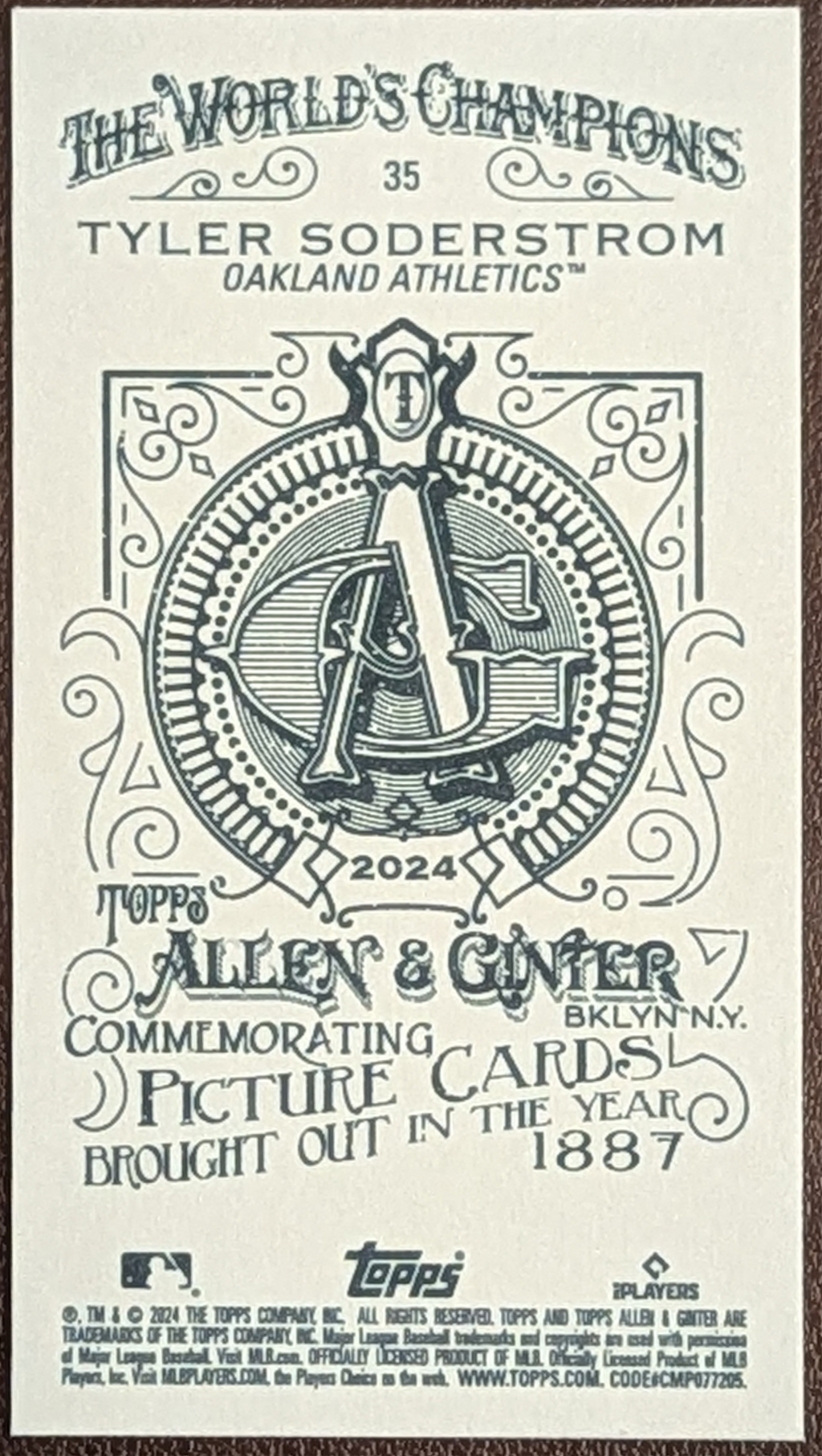 2024 Topps Allen & Ginter Mini A&G Back #35 Tyler Soderstrom RC Athletics image 2