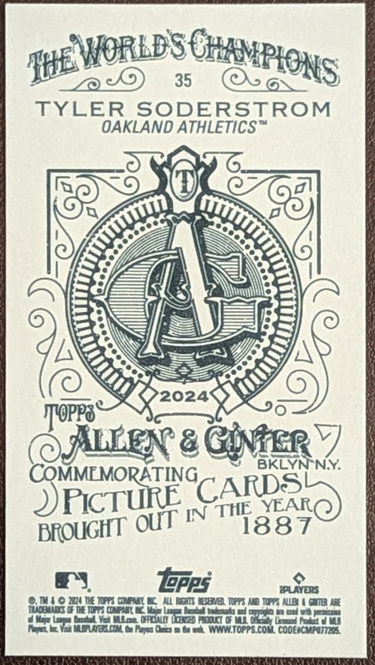2024 Topps Allen & Ginter Mini A&G Back #35 Tyler Soderstrom RC Athletics image 2