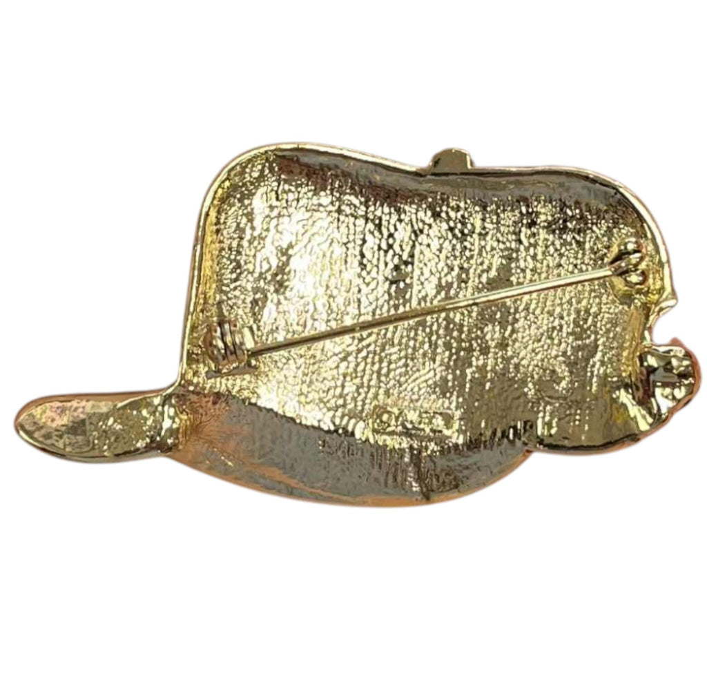 Signed AJC Fun Bad Hair Day Gold Tone Baseball Cap Hat Pin Brooch image 2