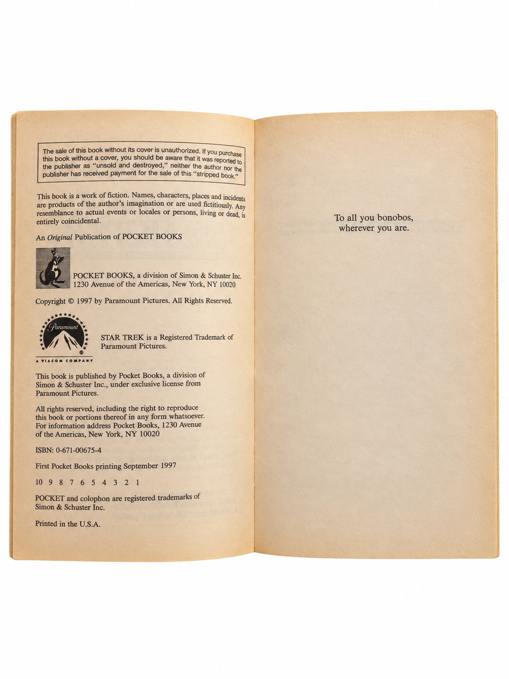 Armageddon Sky copyright page first printing September 1997