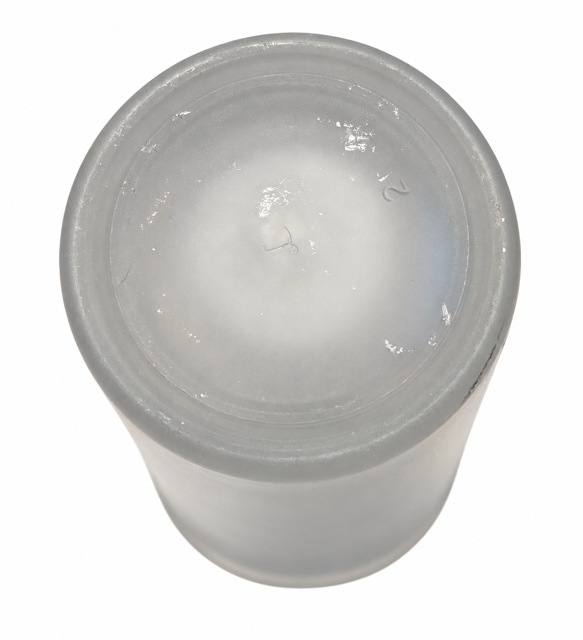 Asahi Super Dry frosted beer glass base view on white background