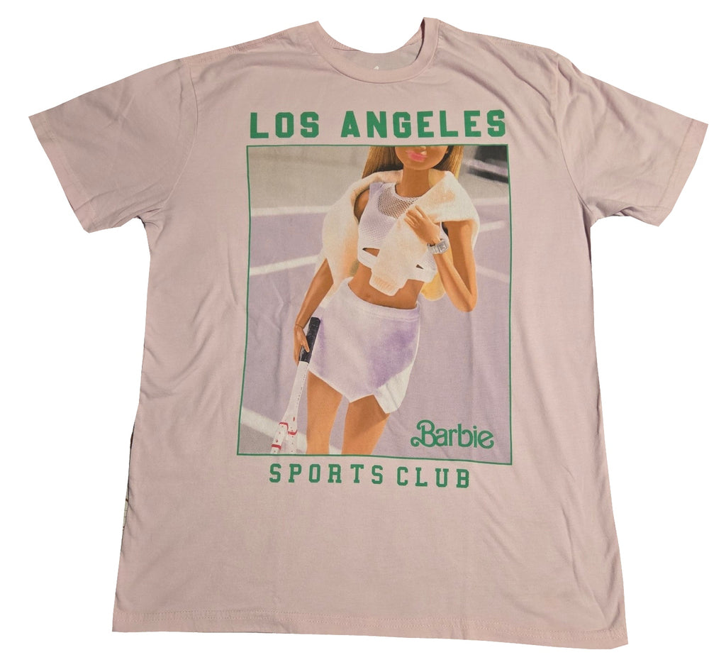 Barbie Los Angeles Sports Club pink medium T-shirt front on white background
