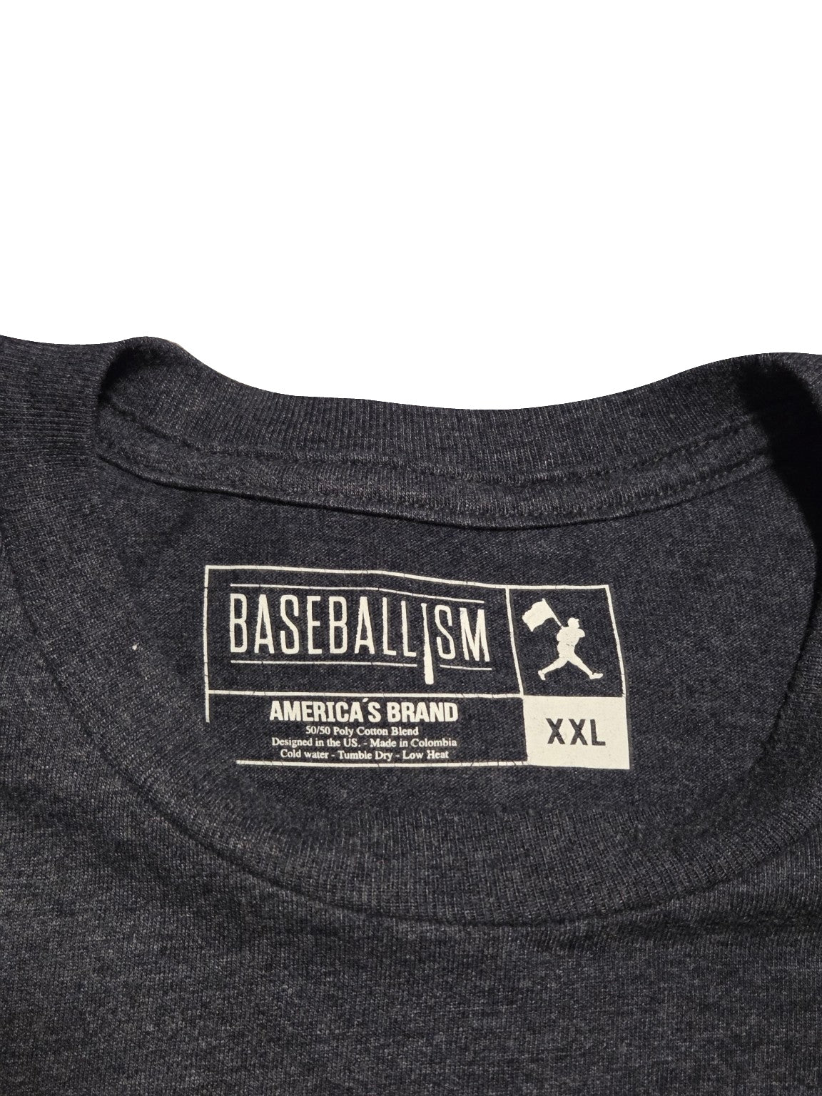 Baseballism Life's Too Short Fastballs XXL T-shirt label on white background