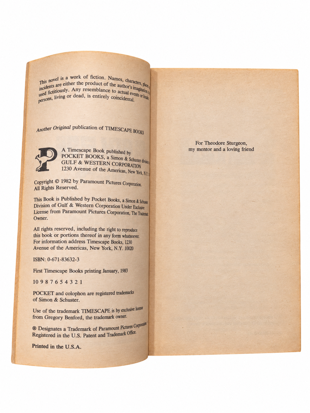 Black Fire copyright page and dedication
