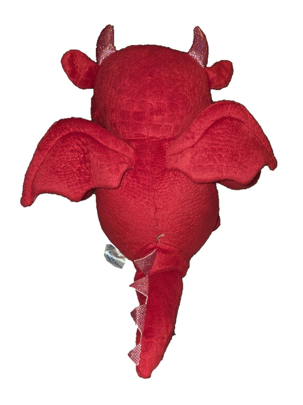 Build-A-Bear Great Wolf Lodge red dragon plush back view on white background