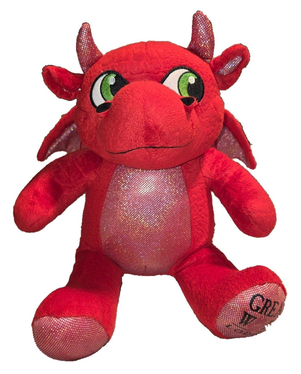 Build-A-Bear Great Wolf Lodge red dragon plush front view on white background