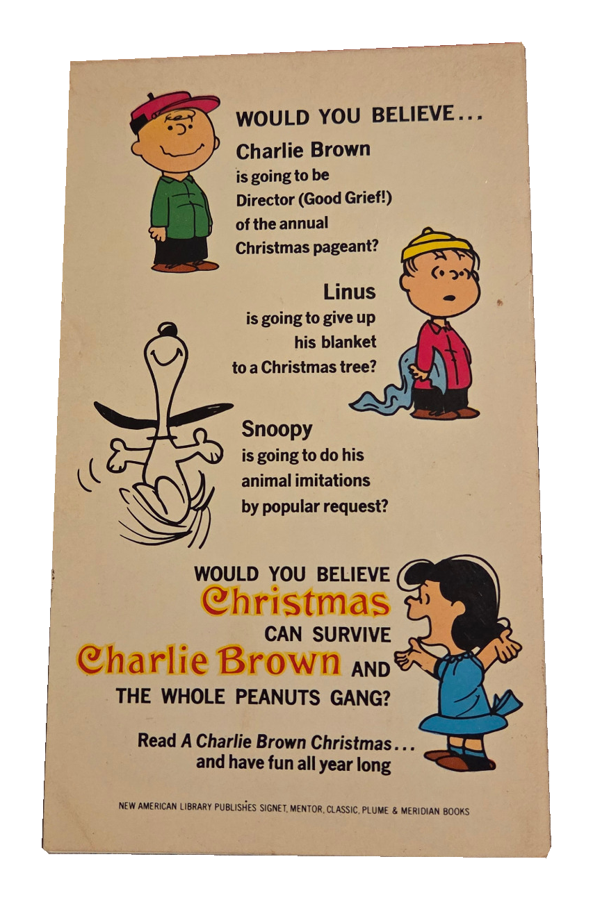A Charlie Brown Christmas by Charles M. Schulz – Vintage Signet Paperback – exact pre-owned copy, back cover
