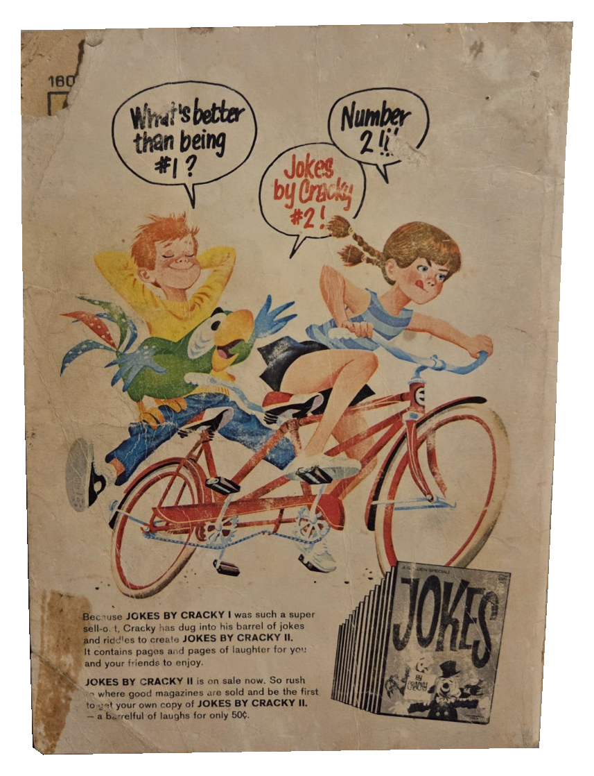 Walt Disney Comics Digest 24 original back cover showing tears and stains