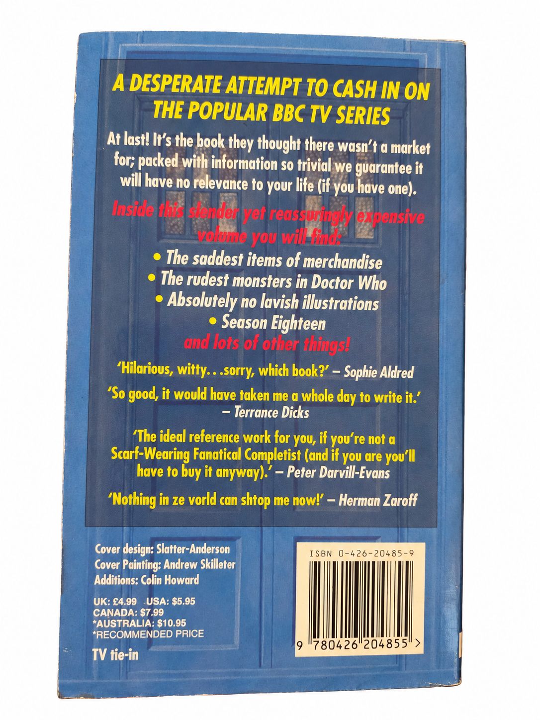 Doctor Who The Completely Useless Encyclopedia back cover on white
