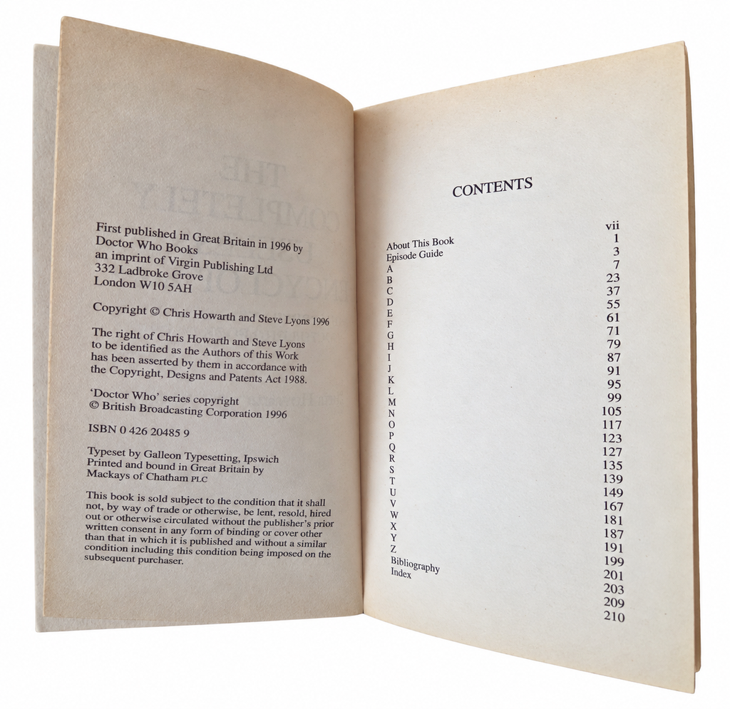 Doctor Who 1996 copyright and contents pages