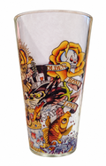 Ed Hardy tattoo collage drinking glass rose and koi view on white background