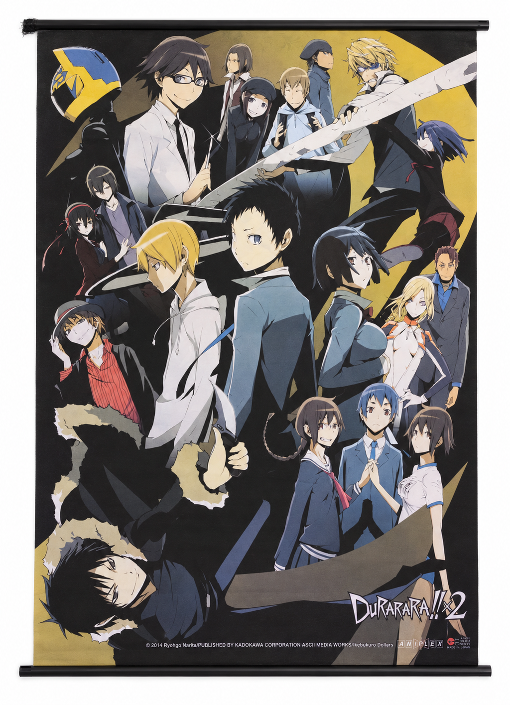 Durarara x2 wall scroll front on white background