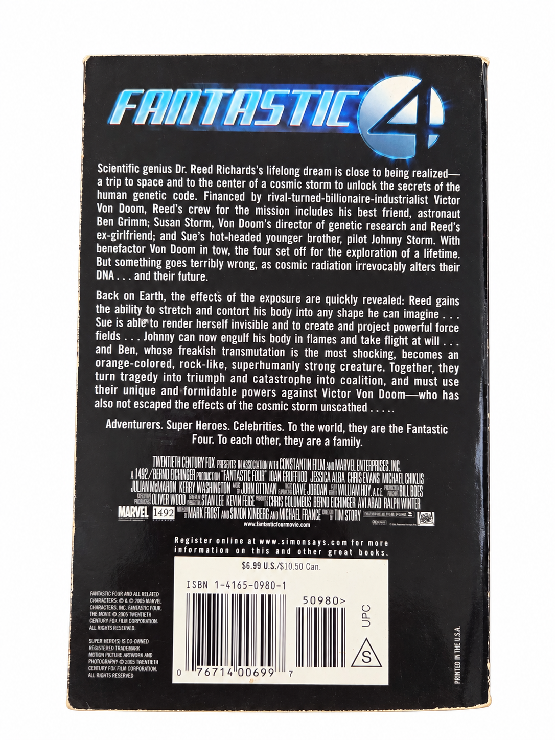 Fantastic Four 2005 Peter David paperback back cover and ISBN